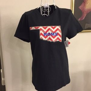 OKLAHOMA HOME T-Shirt Patriotic with Bling NWT S
